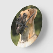Great Dane - fawn / Deutsche Dogge - gelb Runde Wanduhr (Winkel)