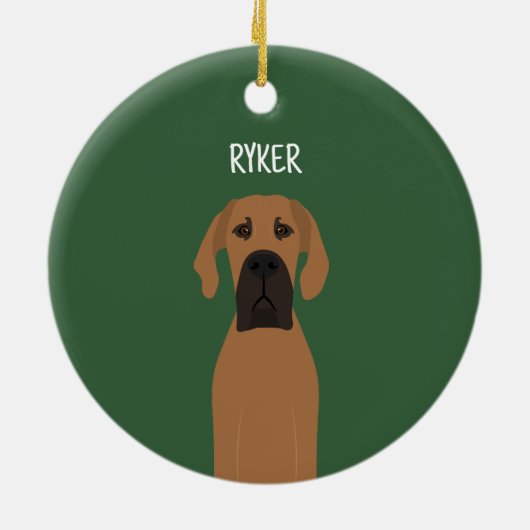 Great Dane Fawn Dog Keramik Ornament (Hinten)