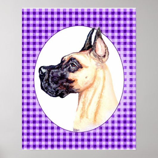 Great Dane Fawn Lila Poster (Vorne)