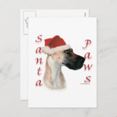 Great Dane (fawn) Santa Paws Feiertagspostkarte (Vorne/Hinten)