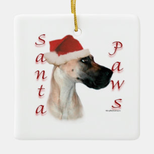 Great Dane (fawn) Santa Paws Keramikornament