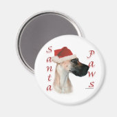 Great Dane (fawn) Santa Paws Magnet (Vorderseite/Rückseite)