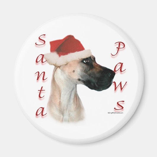 Great Dane (fawn) Santa Paws Magnet (Vorne)