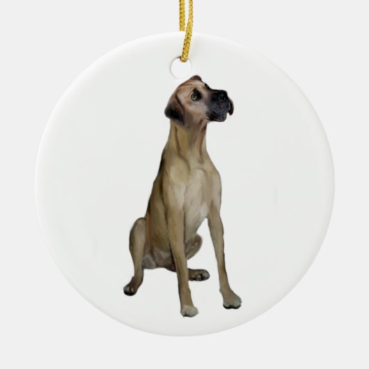 Great Dane - FawnSit - natürliche Ohren Keramikornament (Vorne)