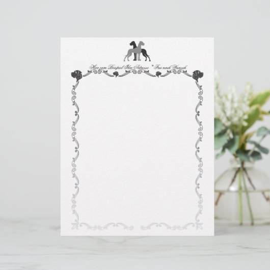 Great Dane Floral Border (Stehend Vorderseite)