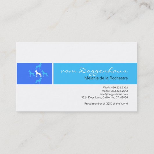 Great Dane formal Visitenkarte (Rückseite)