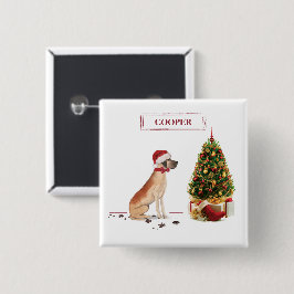 Great Dane Funny Christmas Dog mit Baum Button