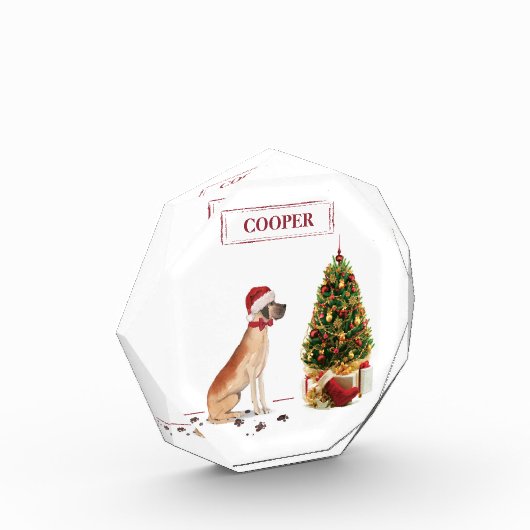 Great Dane Funny Christmas Dog mit Baum Fotoblock (Links)