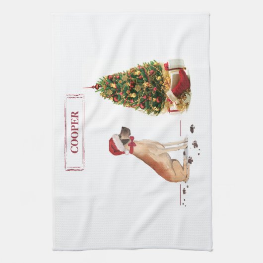 Great Dane Funny Christmas Dog mit Baum Geschirrtuch (Vertikal)