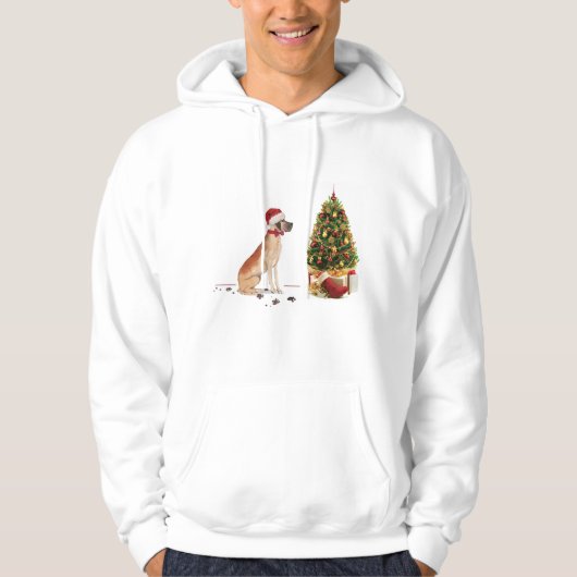 Great Dane Funny Christmas Dog mit Baum Hoodie (Vorderseite)