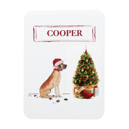 Great Dane Funny Christmas Dog mit Baum Magnet (Vertikal)