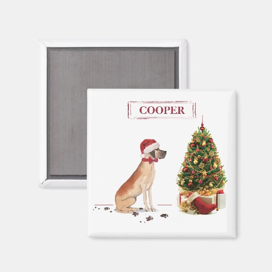 Great Dane Funny Christmas Dog mit Baum Magnet (Vorderseite/Rückseite)