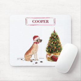Great Dane Funny Christmas Dog mit Baum Mousepad
