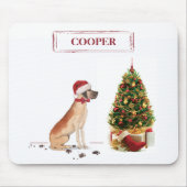 Great Dane Funny Christmas Dog mit Baum Mousepad (Vorne)