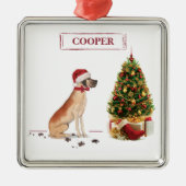 Great Dane Funny Christmas Dog mit Baum Ornament Aus Metall (Vorne)