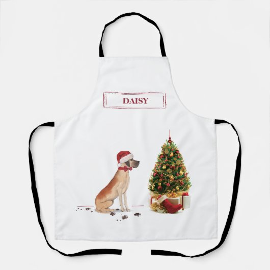 Great Dane Funny Christmas Dog mit Baum Schürze (Vorderseite)