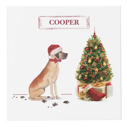 Great Dane Funny Christmas Dog mit Baum Würfel (Vorderseite)