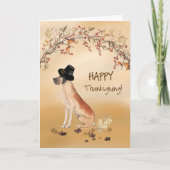 Great Dane Funny Pilgrim Hat Erntedank Karte (Vorderseite)