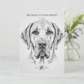 Great Dane Geburtstagseinladung Karte (Stehend Vorderseite)