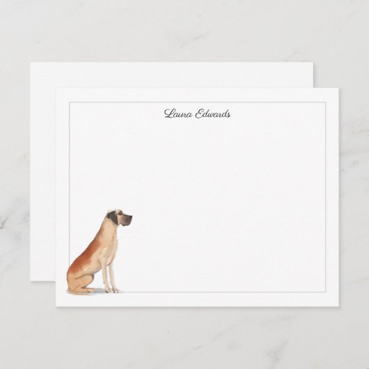 Great Dane Gray Border Personalisiert Stationery Mitteilungskarte (Vorne/Hinten)