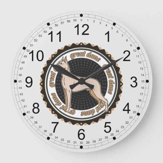 Great Dane Große Wanduhr (Vorderseite)