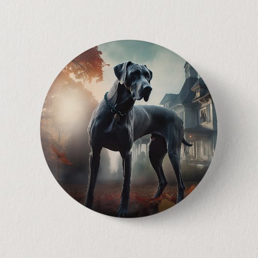 Great Dane Halloween Beängstigend Button (Vorderseite)