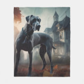 Great Dane Halloween Beängstigend Fleecedecke (Vorderseite)