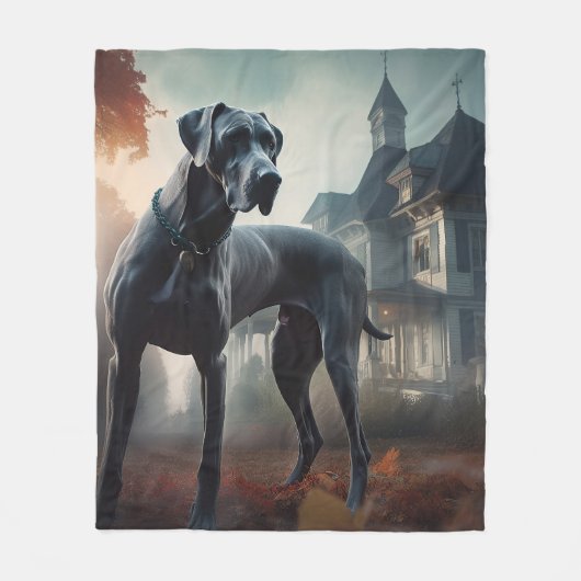 Great Dane Halloween Beängstigend Fleecedecke (Vorderseite)