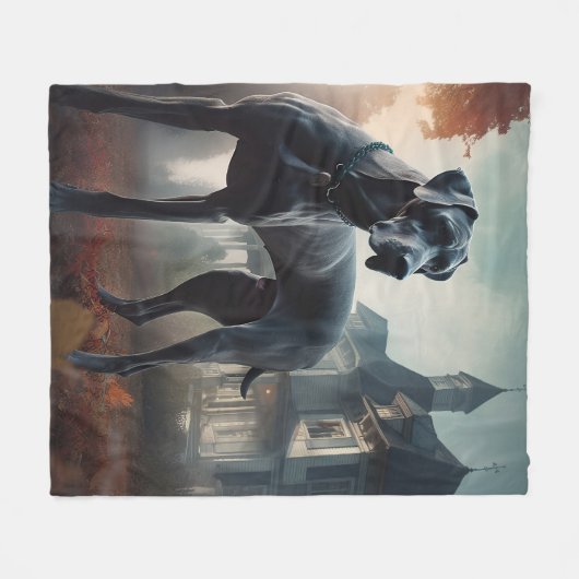 Great Dane Halloween Beängstigend Fleecedecke (Vorderseite (Horizontal))