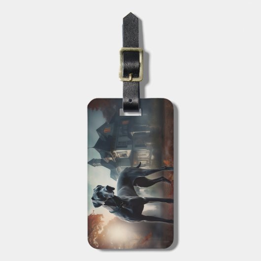 Great Dane Halloween Beängstigend Gepäckanhänger (Vorderseite vertikal)