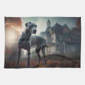 Great Dane Halloween Beängstigend Geschirrtuch (Horizontal)