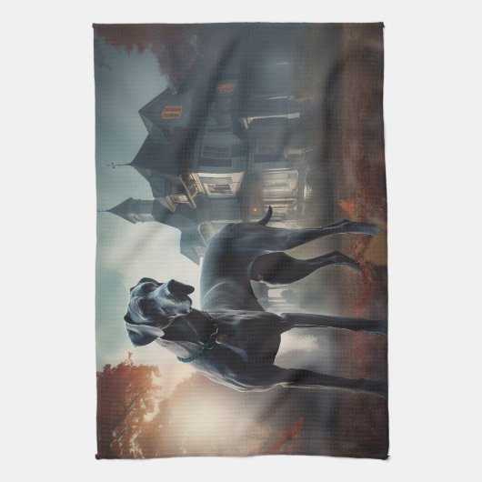 Great Dane Halloween Beängstigend Geschirrtuch (Vertikal)