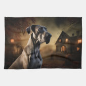 Great Dane Halloween Beängstigend Geschirrtuch (Horizontal)