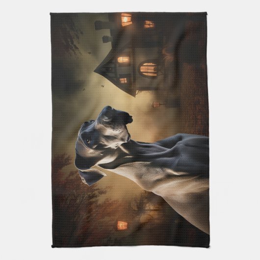 Great Dane Halloween Beängstigend Geschirrtuch (Vertikal)