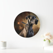 Great Dane Halloween Beängstigend Große Wanduhr (Zuhause)