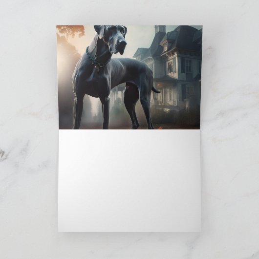 Great Dane Halloween Beängstigend Karte (Innenseite)