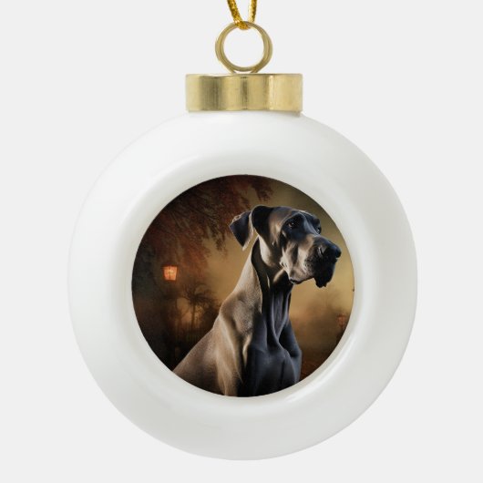 Great Dane Halloween Beängstigend Keramik Kugel-Ornament (Vorderseite)