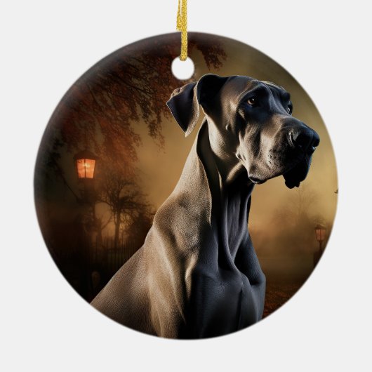 Great Dane Halloween Beängstigend Keramik Ornament (Hinten)