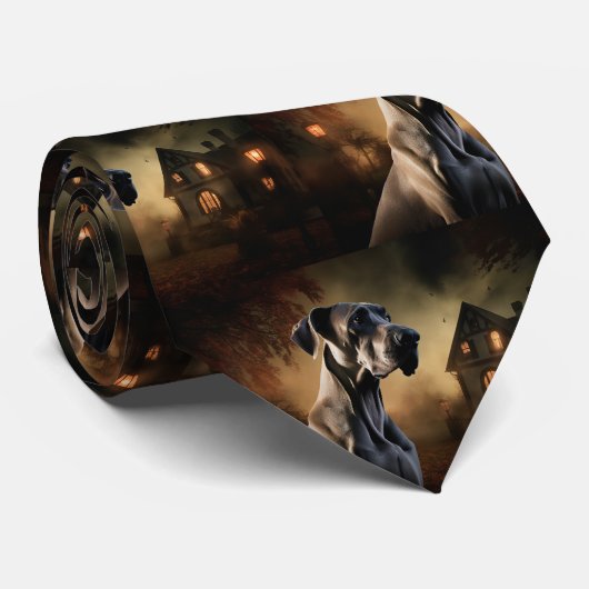 Great Dane Halloween Beängstigend Krawatte (Gerollt)