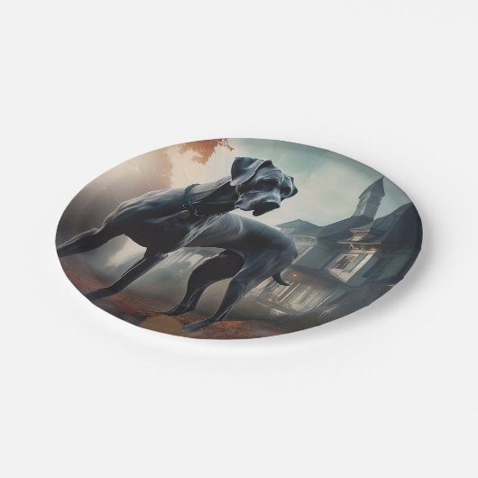 Great Dane Halloween Beängstigend Pappteller (Schrägansicht)