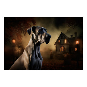Great Dane Halloween Beängstigend Poster