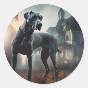 Great Dane Halloween Beängstigend Runder Aufkleber