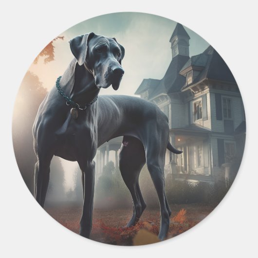 Great Dane Halloween Beängstigend Runder Aufkleber (Vorderseite)