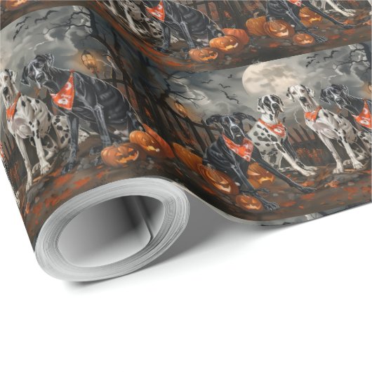 Great Dane Halloween Spooky Geschenkpapier (Rolleneckpunkt)