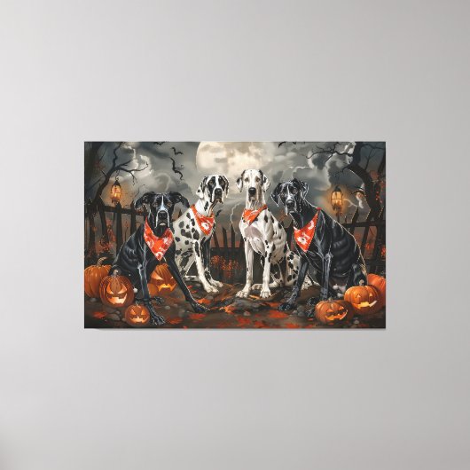 Great Dane Halloween Spooky Leinwanddruck (Vorderseite)