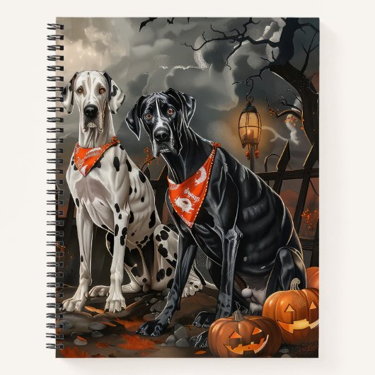 Great Dane Halloween Spooky Notizblock (Vorderseite)