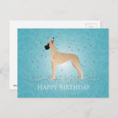 Great Dane Happy Birthday Design Postkarte (Vorne/Hinten)