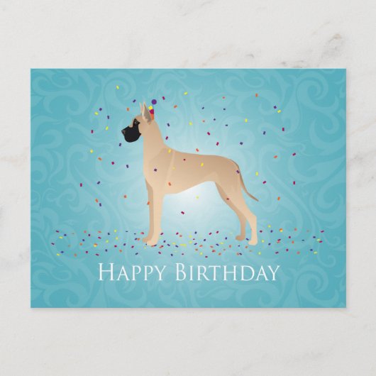 Great Dane Happy Birthday Design Postkarte (Vorderseite)