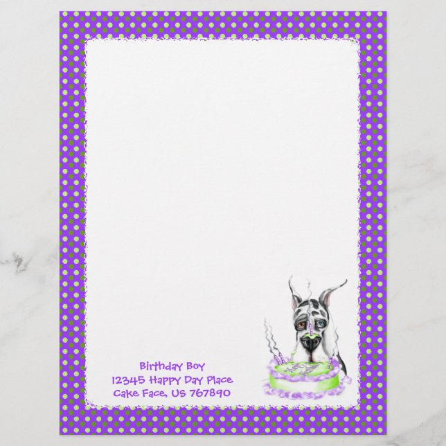 Great Dane Harlequin Birthday Cake (Vorderseite)