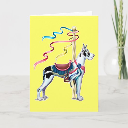 Great Dane Harlequin Carousel - Maßgeschneidert Karte (Vorderseite)